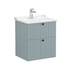 Vitra Root Groove 69425 Lavabo Dolabı, İki Çekmeceli, 60 Cm, Mat Fiyord Yeşili, Klasik Lavabolu